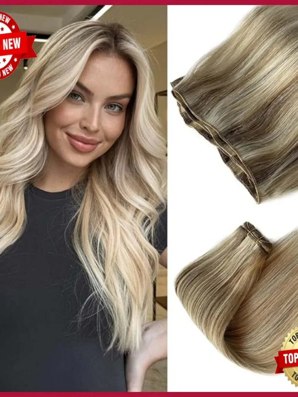 18-Inch Human Hair Sew-In Extensions, Silky Straight Weft, 100 Grams